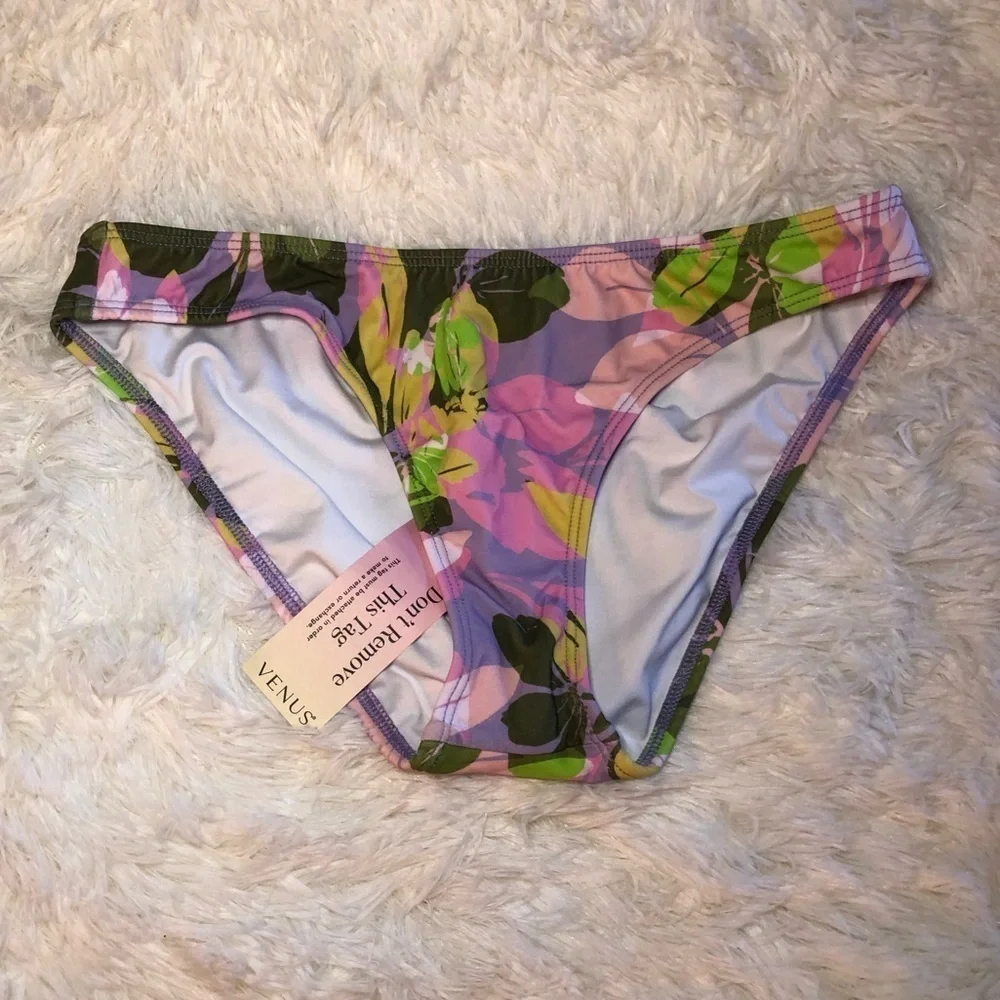 VENUS Pink and Green Floral Bikini Bottom size 6 NWT